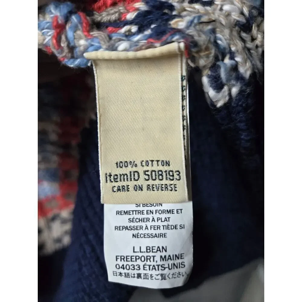 L.L.BEAN women's cotton fair isle western Aztec print knit cardigan MP.